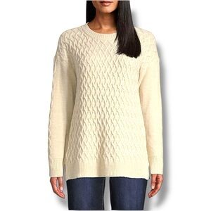 St. John’s Bay Cozy Relaxed Fit Crewneck Lightweight Cream Knit Sweater